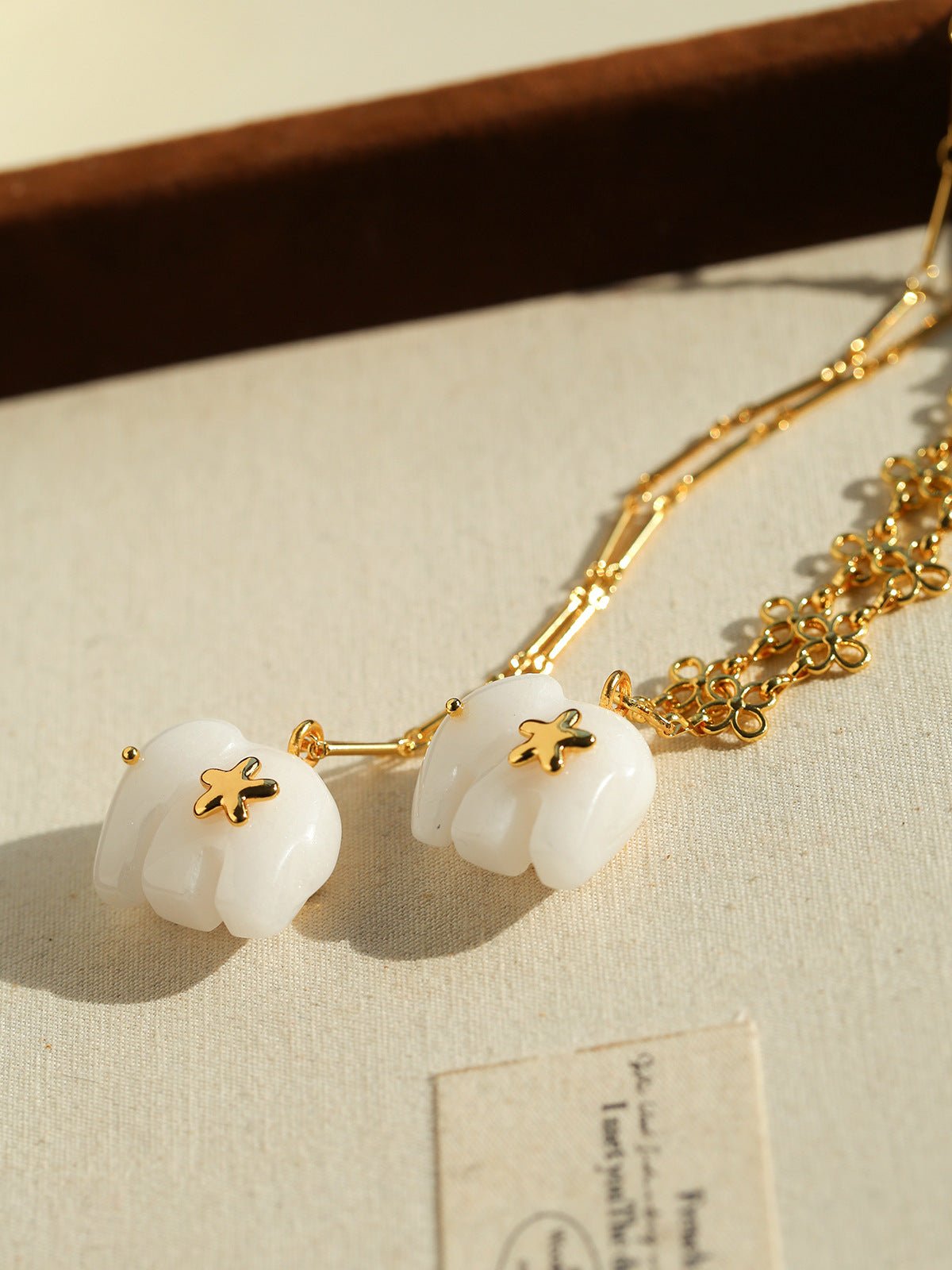 Auspicious Elephant Collection White Jade Elephant Pendant Chian Necklace - floysun