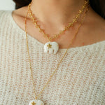 Auspicious Elephant Collection White Jade Elephant Pendant Chian Necklace - floysun