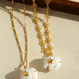 Auspicious Elephant Collection White Jade Elephant Pendant Chian Necklace - floysun