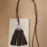 Autumn Suede Tassel Convertible Long Necklace - floysun