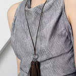Autumn Suede Tassel Convertible Long Necklace - floysun