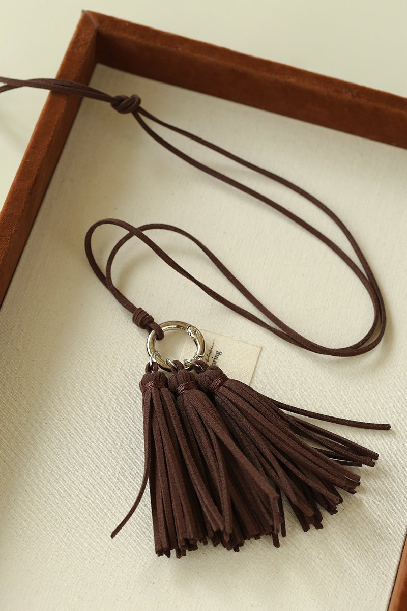 Autumn Suede Tassel Convertible Long Necklace - floysun