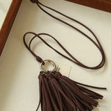 Autumn Suede Tassel Convertible Long Necklace - floysun