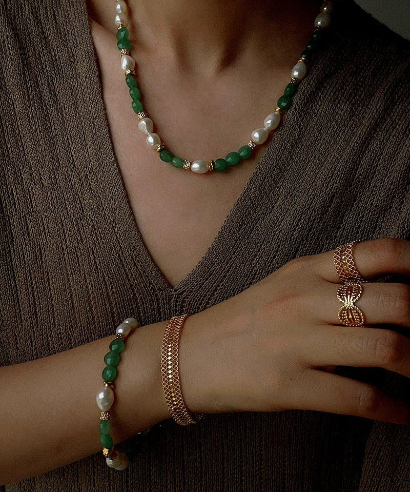 Aventurine Freshwater Pearl Beaded Bracelet - floysun