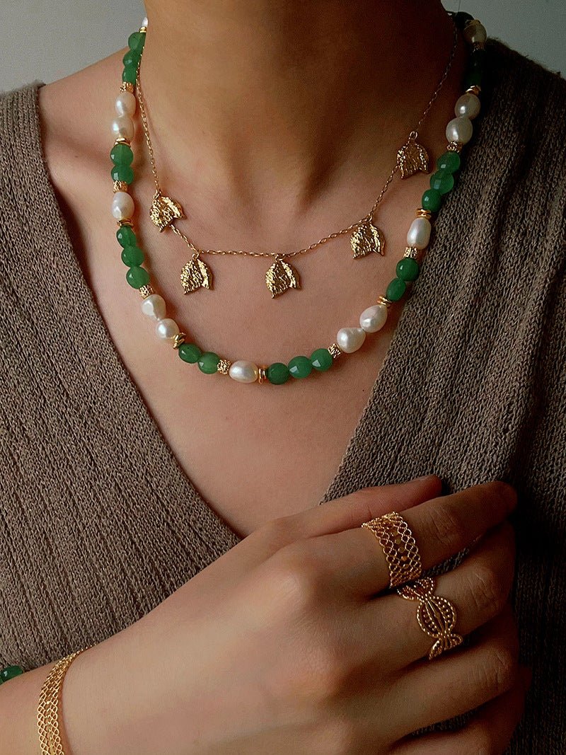 Aventurine Freshwater Pearl Beaded Necklace - floysun