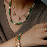 Aventurine Freshwater Pearl Beaded Necklace - floysun