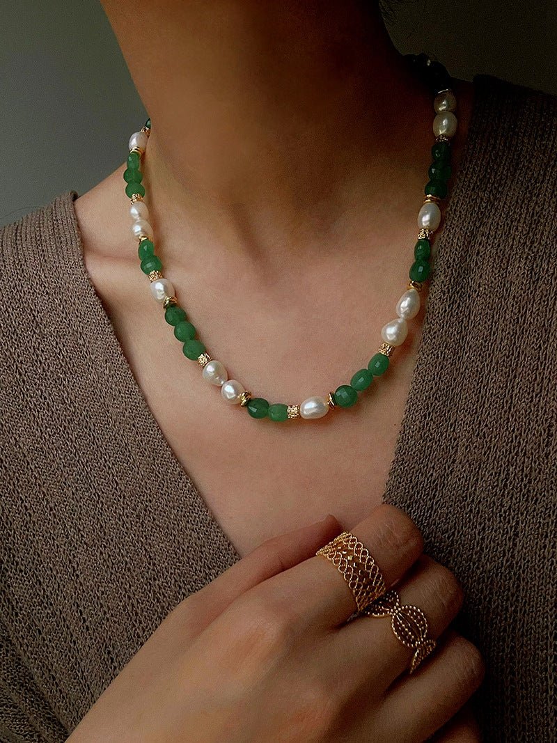 Aventurine Freshwater Pearl Beaded Necklace - floysun