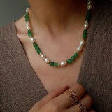 Aventurine Freshwater Pearl Beaded Necklace - floysun