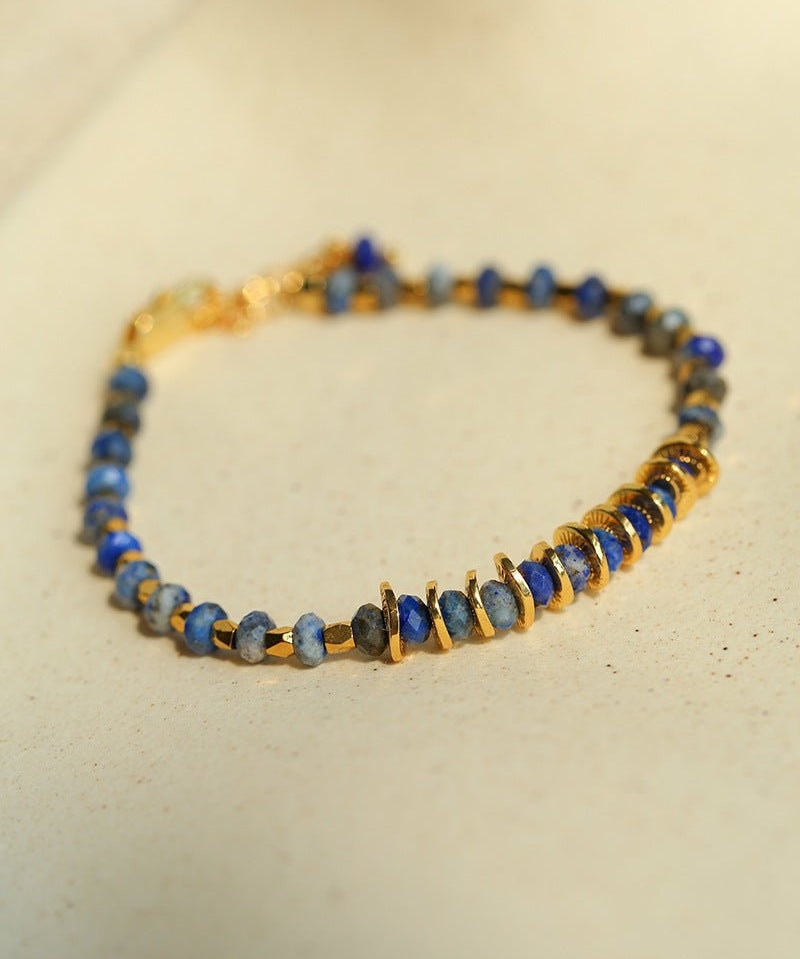 Azure Horizon Bracelet | Dainty Natural Lapis Lazuli Beaded Strand - floysun