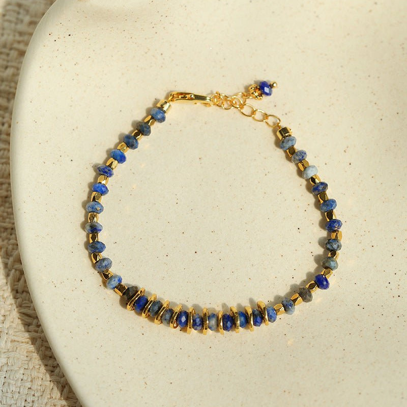 Azure Horizon Bracelet | Dainty Natural Lapis Lazuli Beaded Strand - floysun