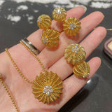 Vintage Heavy Craft Cactus Ball High Carbon Diamond Pendant Necklace