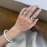 Designer Curved Black Onyx & Deer Antler Stone Band Ring - Narrow