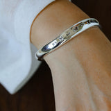 Minimal Scattered Mixed-Cut Zircon Open Cuff Bracelet