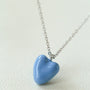 Baby Blue Enamel Heart Pendant Necklace - floysun
