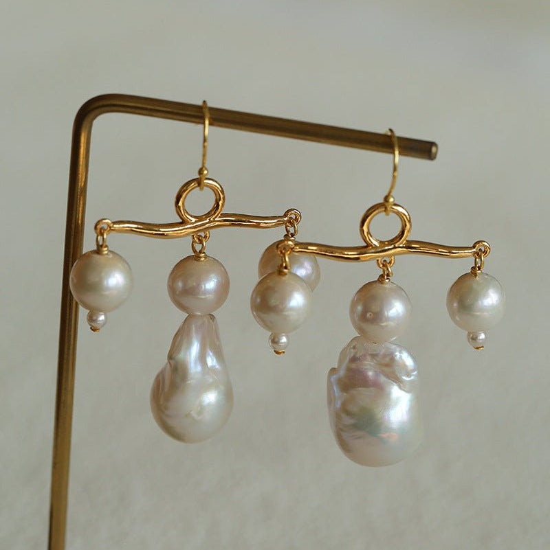 Balanced Baroque Pearl Drop Earrings - floysun