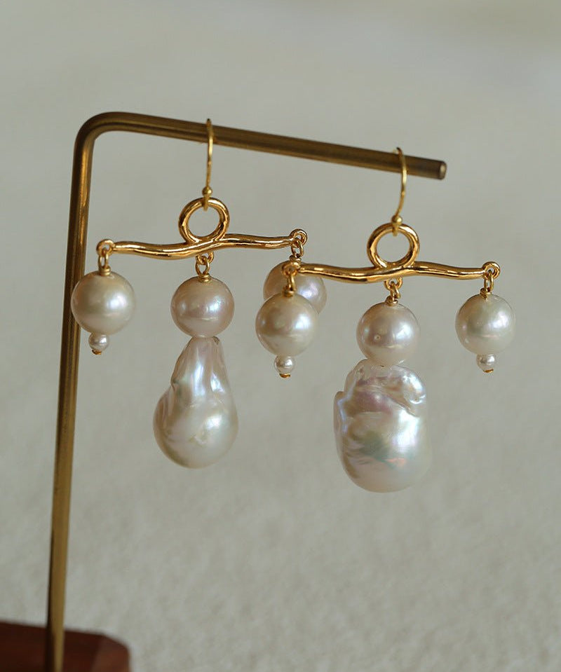 Balanced Baroque Pearl Drop Earrings - floysun