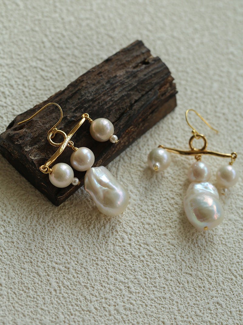 Balanced Baroque Pearl Drop Earrings - floysun