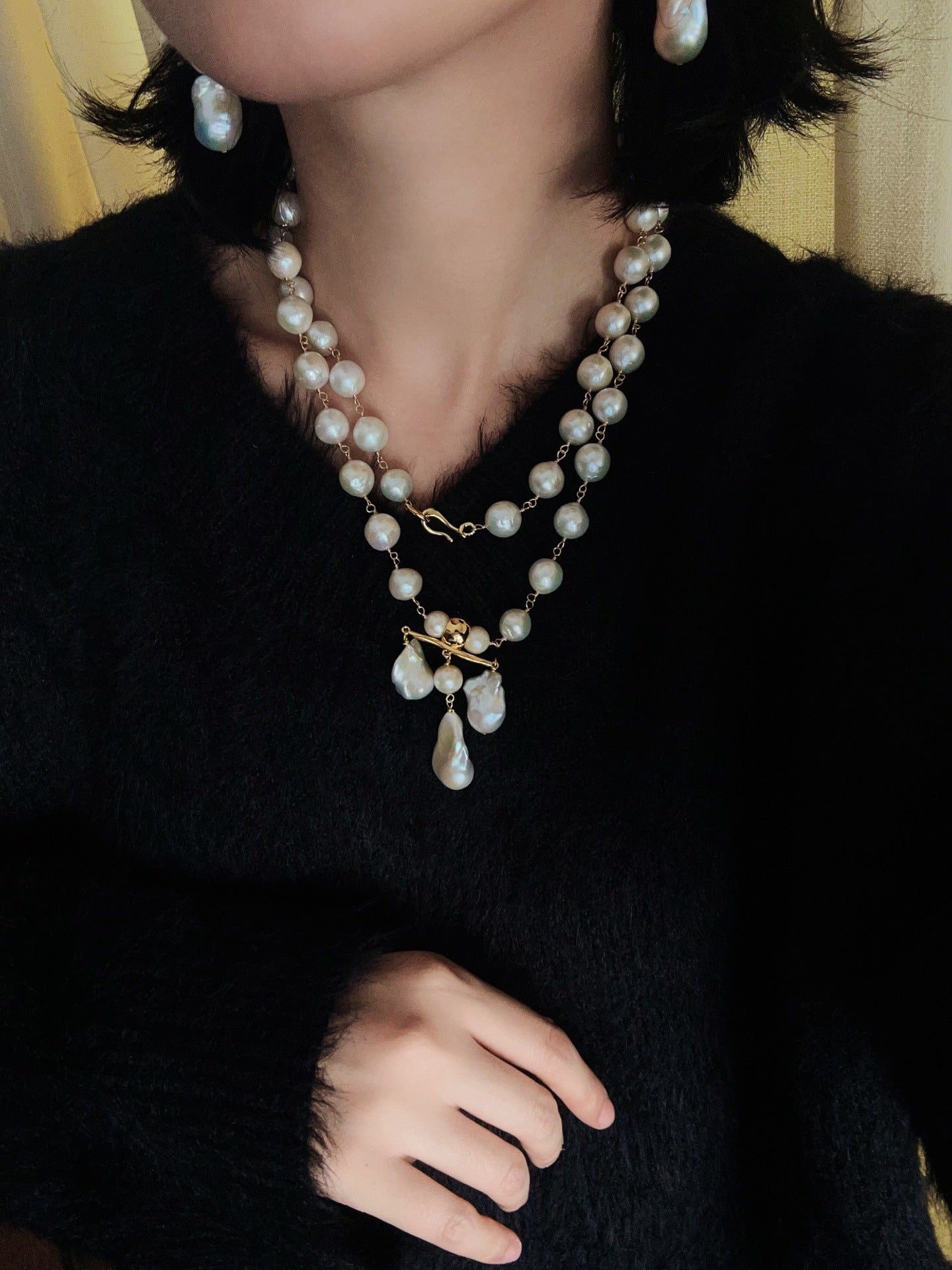 Balanced Baroque Pearl Drop Earrings - floysun