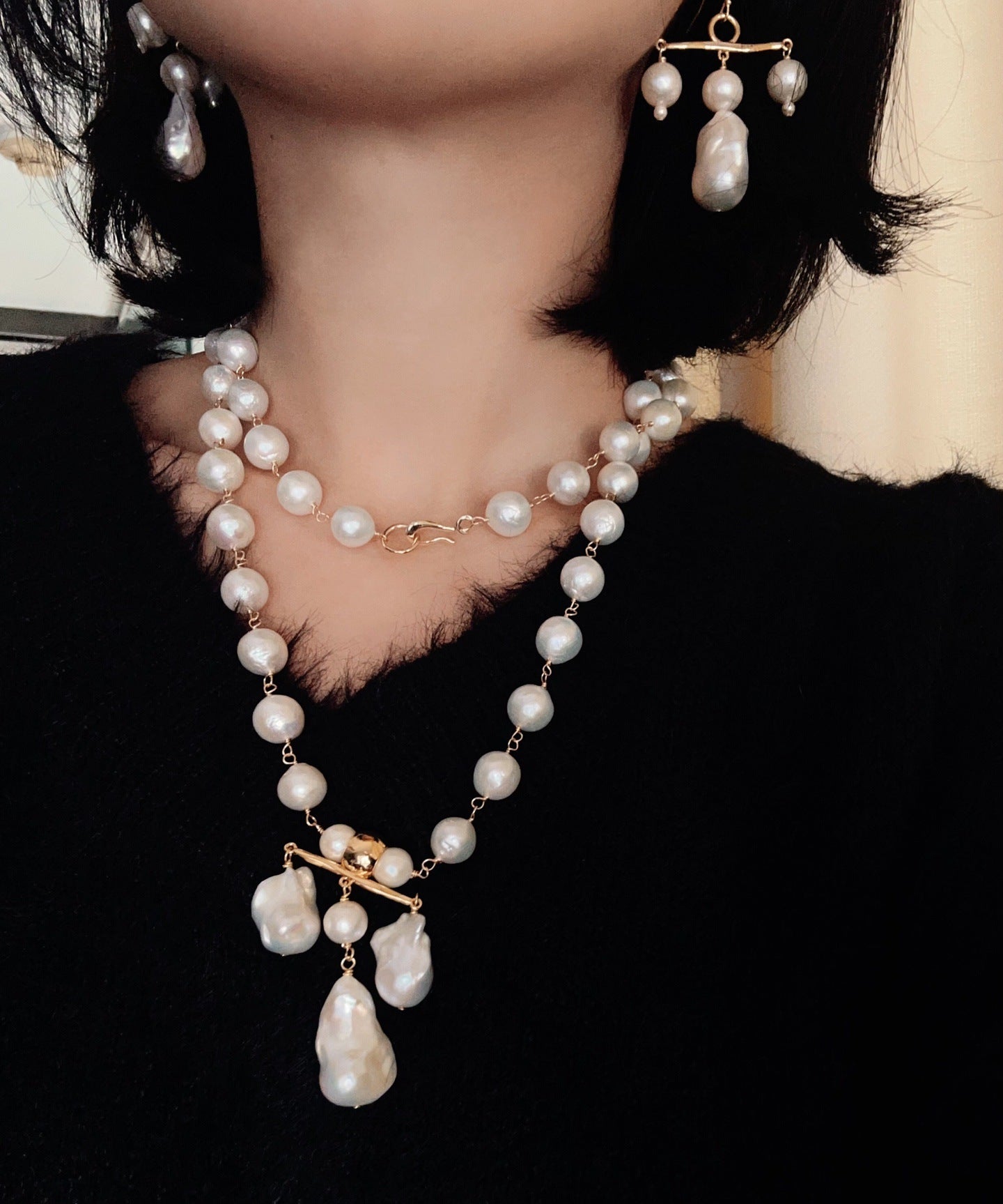 Balanced Baroque Pearl Long Necklace - floysun