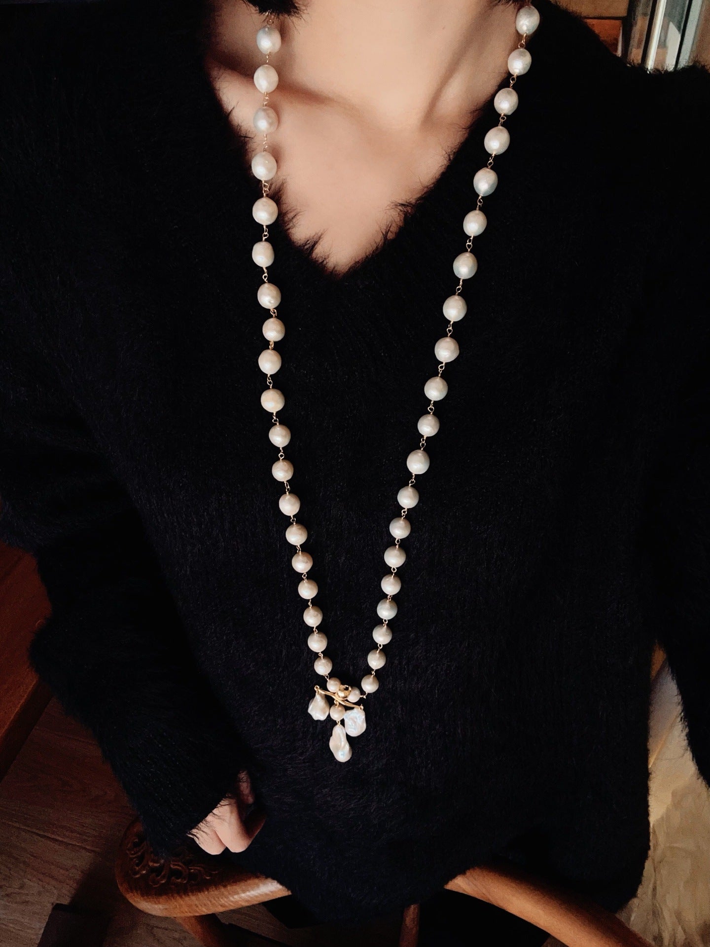 Balanced Baroque Pearl Long Necklace - floysun