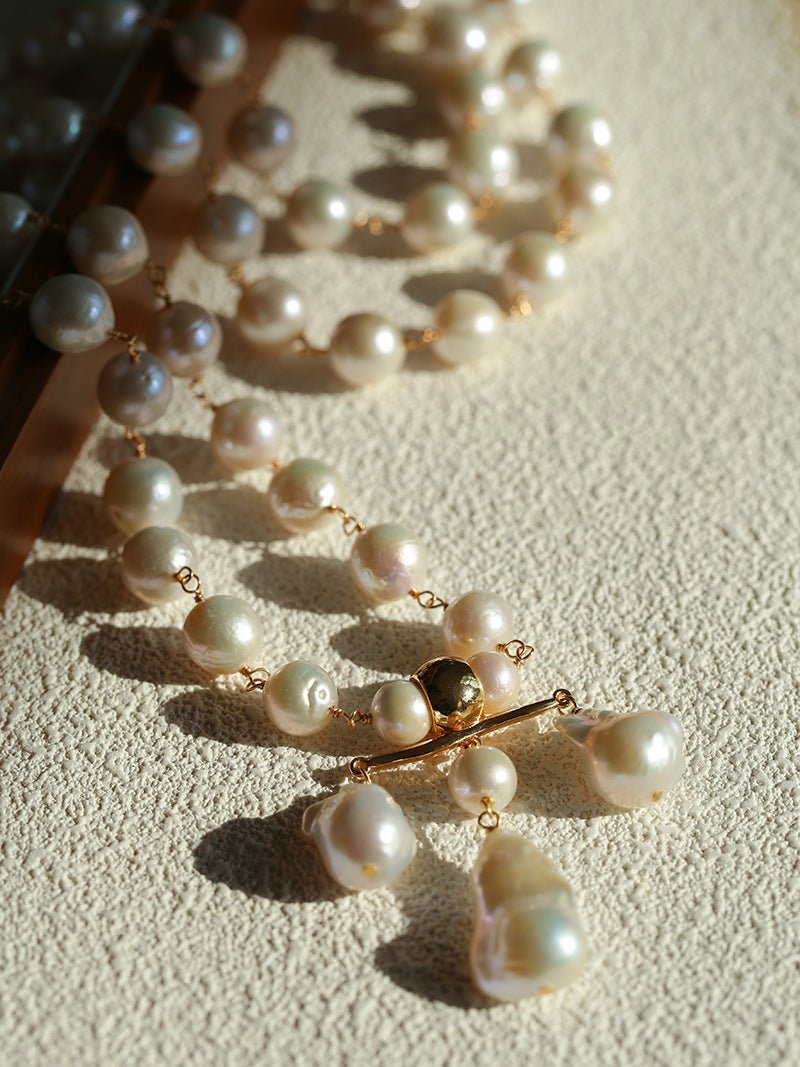 Balanced Baroque Pearl Long Necklace - floysun