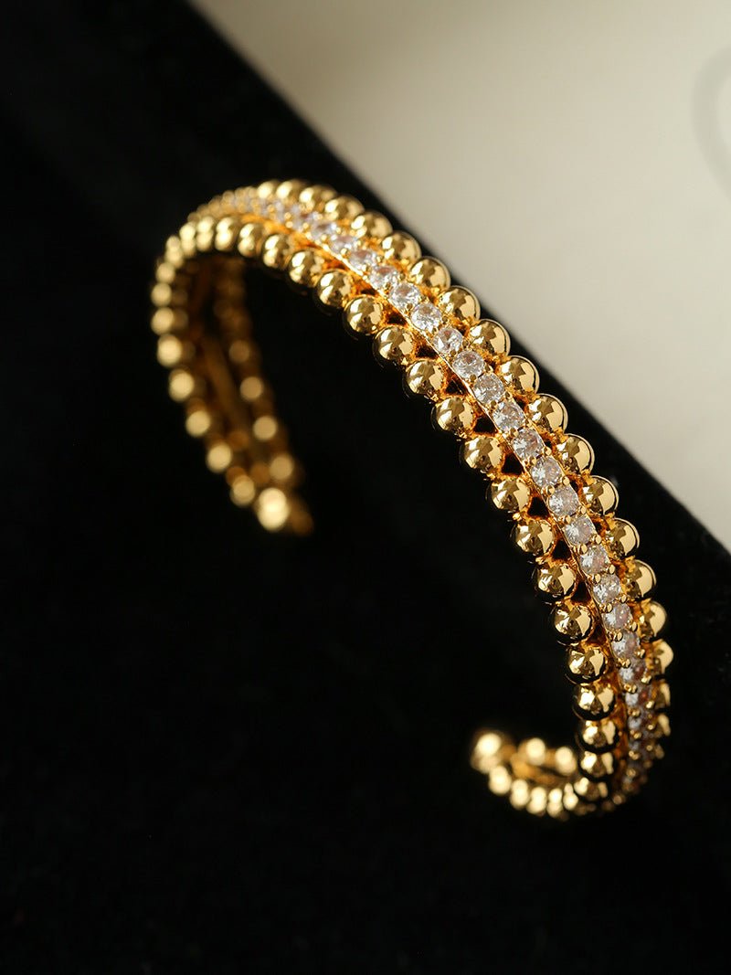 Ball Zircon Open Cuff Bracelet - floysun