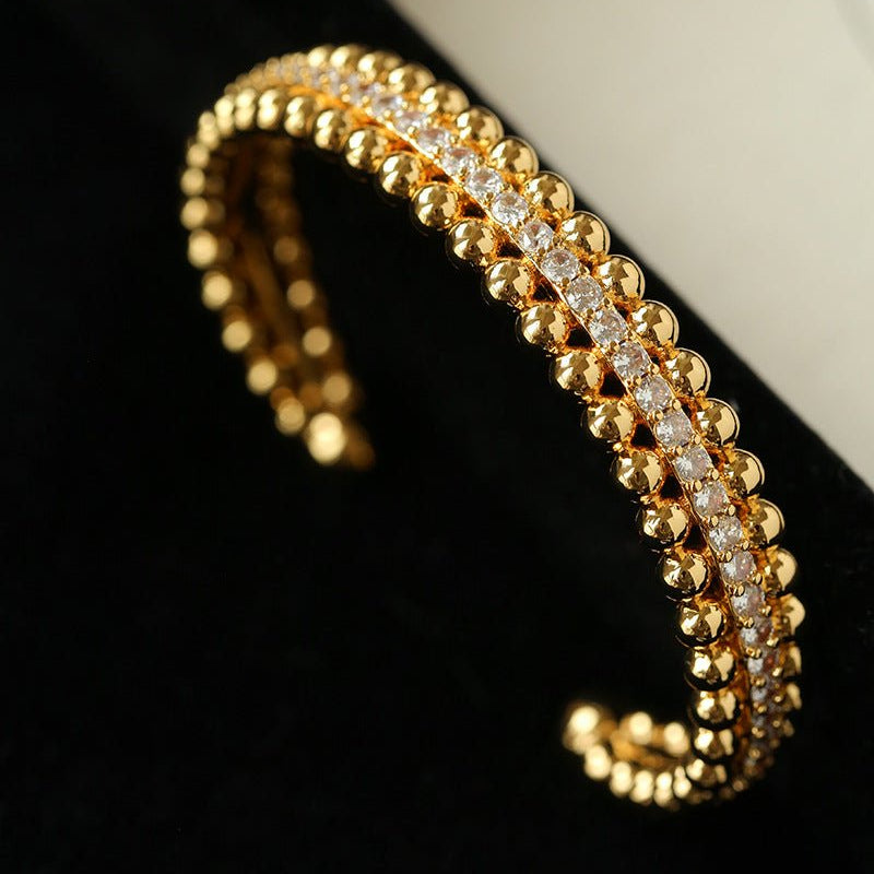 Ball Zircon Open Cuff Bracelet - floysun