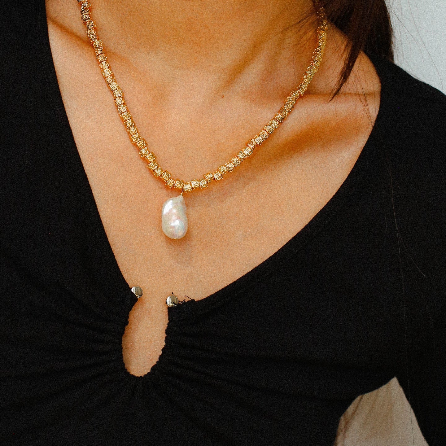 Baroque Lava Metal Necklace - floysun