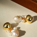 Baroque Pearl Beaded Tassel Earrings – Gold - floysun