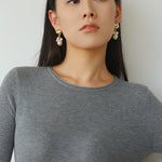 Baroque Pearl Beaded Tassel Earrings – Gold - floysun