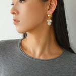 Baroque Pearl Beaded Tassel Earrings – Gold - floysun