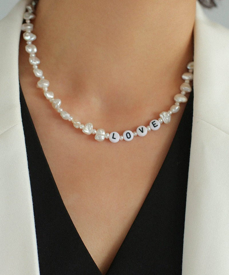 Baroque Pearl Braided Custom Letter Necklace - floysun