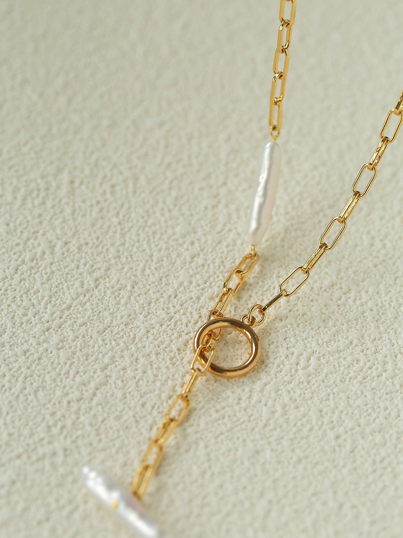 Baroque Pearl Chain Y - Necklace – Multi - Way Wear - floysun