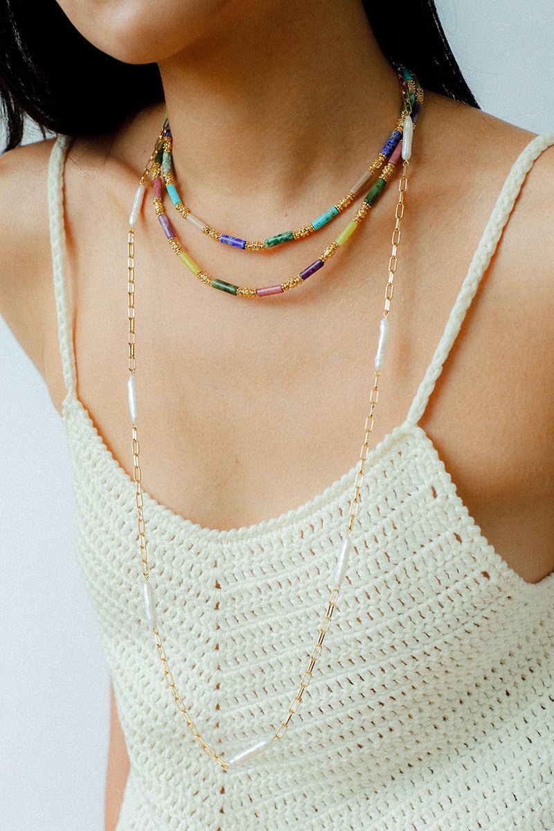Baroque Pearl Chain Y - Necklace – Multi - Way Wear - floysun