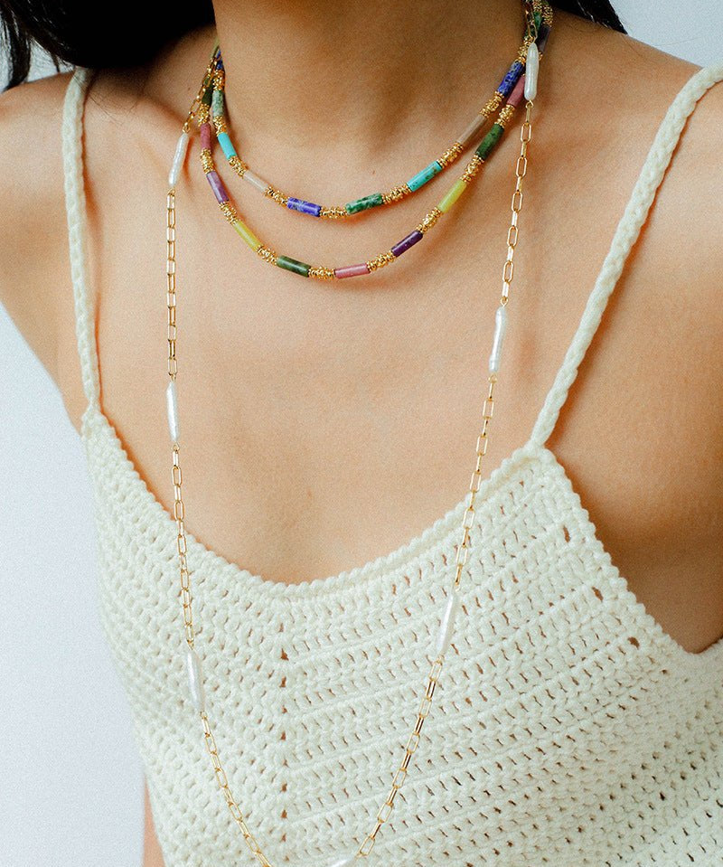 Baroque Pearl Chain Y - Necklace – Multi - Way Wear - floysun