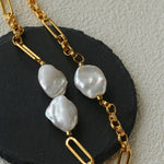 Baroque Pearl & Chunky Chain Necklace - floysun