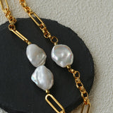 Baroque Pearl & Chunky Chain Necklace - floysun