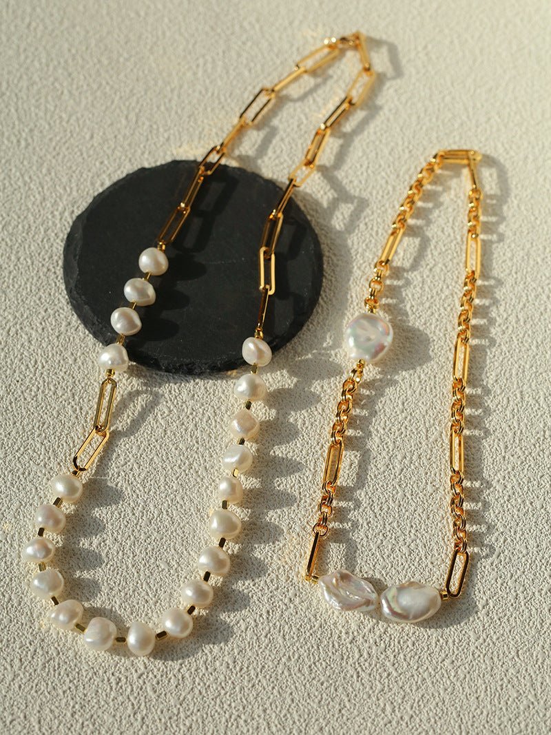 Baroque Pearl & Chunky Chain Necklace - floysun