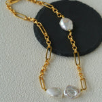 Baroque Pearl & Chunky Chain Necklace - floysun