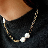 Baroque Pearl & Chunky Chain Necklace - floysun