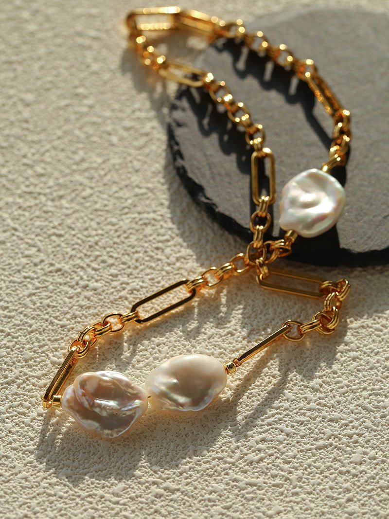 Baroque Pearl & Chunky Chain Necklace - floysun