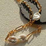 Baroque Pearl & Chunky Chain Necklace - floysun