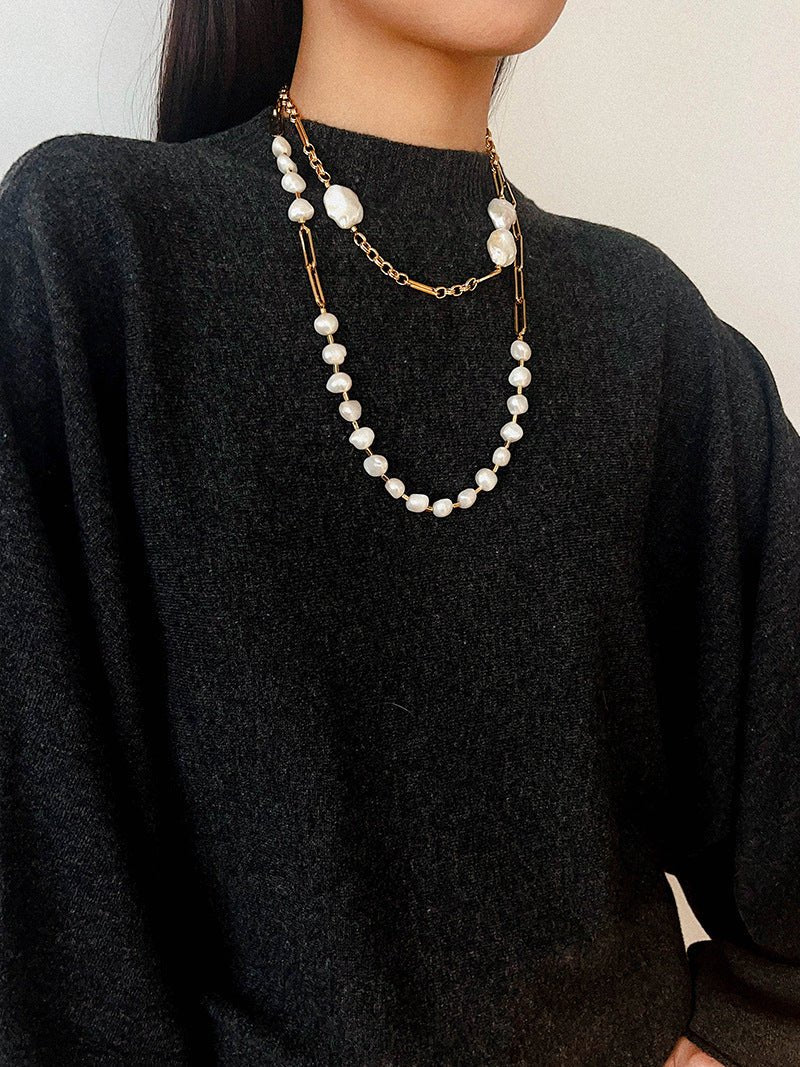 Baroque Pearl & Chunky Chain Necklace - floysun