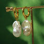 Baroque Pearl Drop Hoop Earrings - floysun