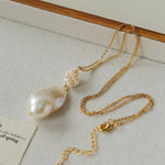 Baroque Pearl Floral Pendant Necklace | French Elegant Gold Chain - floysun