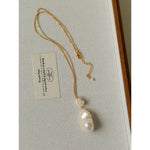 Baroque Pearl Floral Pendant Necklace | French Elegant Gold Chain - floysun