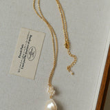 Baroque Pearl Floral Pendant Necklace | French Elegant Gold Chain - floysun