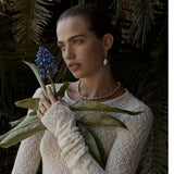 Baroque Pearl Molten Texture Hoop Earrings - floysun