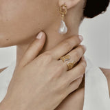 Baroque Pearl Molten Texture Hoop Earrings - floysun