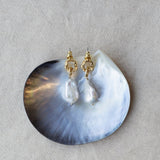 Baroque Pearl Molten Texture Hoop Earrings - floysun